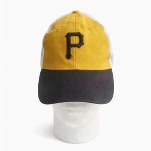 Pittsburgh Pirates Vintage Trucker Hat Yellow Black Mesh Strapback MLB Cap